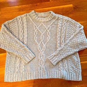 Aerie light gray cable knit cropped sweater- size small